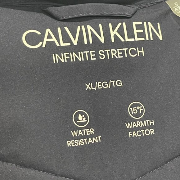 NWT Calvin Klein Womens Puffer Jacket Infinite Stretch Fur-Trim Hood XL Navy NEW - Picture 6 of 11